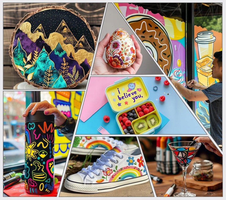 MARKERY AKRYLOWE 24 KOLORY PISAKI FLAMASTRY DO KAMIENI DREWNA TKANIN SZKŁA