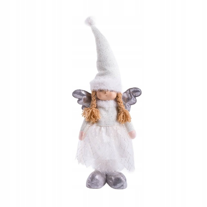 Skrzat AURIE aniołek stojący długie nogi biało-srebrny 86 cm HOMLA