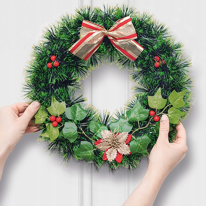 Wieniec świąteczny stroik na drzwi dekoracja wianek ozdoba Święta 30 cm