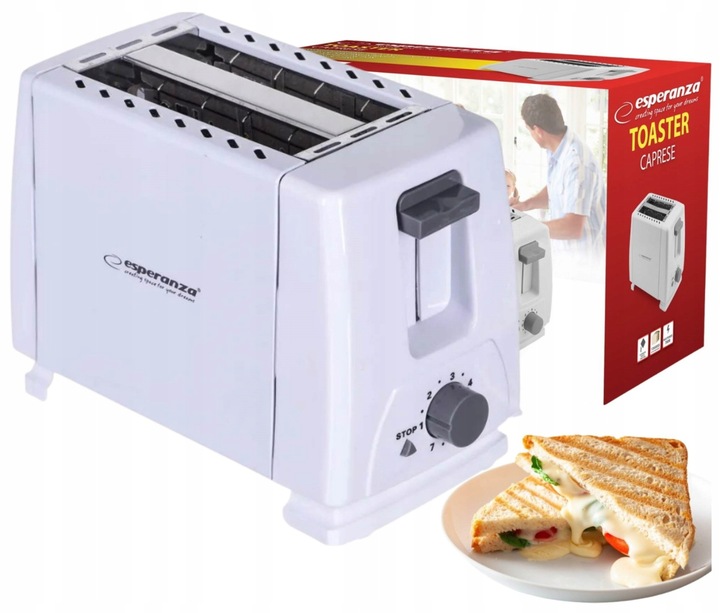 MOCNY TOSTER OPIEKACZ DO KANAPEK TOSTÓW BIAŁY 700W