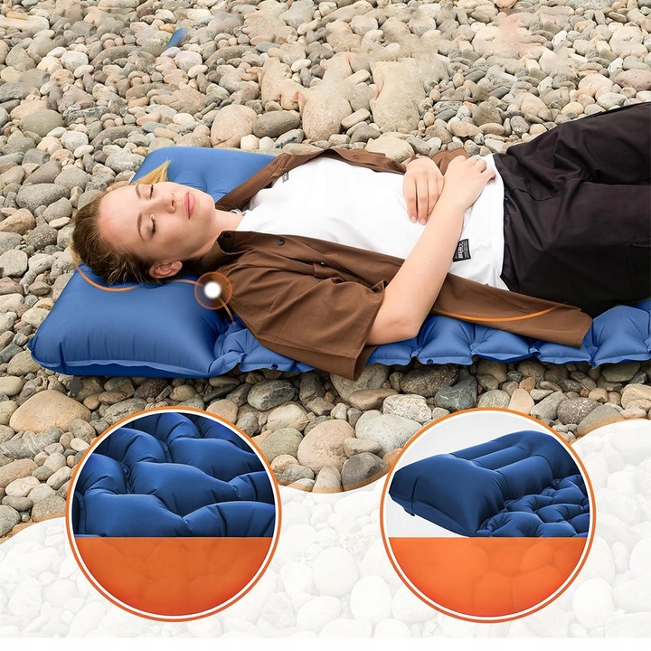 MATA SAMOPOMPUJĄCA MATERAC KARIMATA TURYSTYCZNA Z PODUSZKĄ NAMIOT KEMPINGU