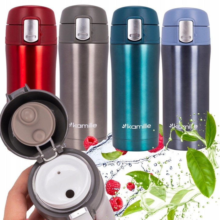 KUBEK TERMICZNY STALOWY TERMOS BIDON Z USTNIKIEM