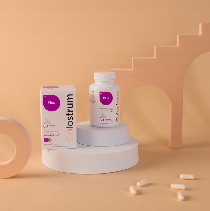 Suplement diety Colostrum PLUS witamina C, D+CYNK KAPSUŁKI 60 dni + prezent