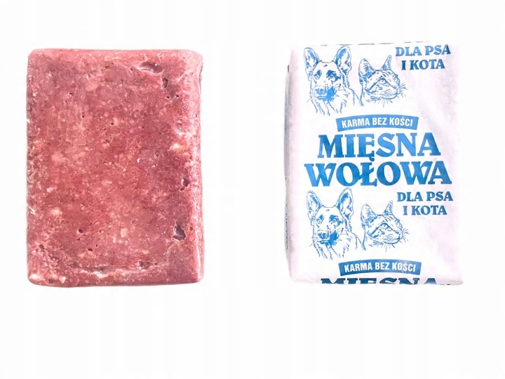 MIĘSO MROŻONE WOŁOWE DLA PSA BEZ KOŚCI BARF 100% KOSTKI KARMA WOŁOWA 10KG