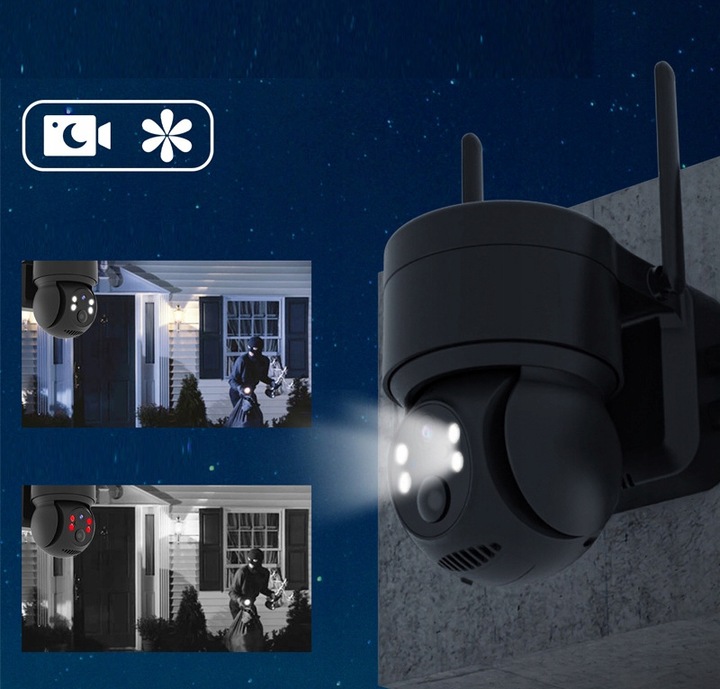 SOLARNA KAMERA WIFI 4MPX SMART ZEWNĘTRZNA OBROTOWA IP BEZPRZEWODOWA ALARM