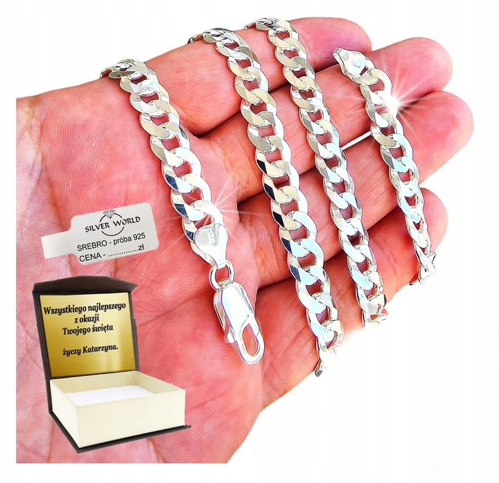 BRANSOLETKA MĘSKA SREBRNA 925 PANCERKA PEŁNA 7 MM+ GRAWER GRATIS SREBRO 925