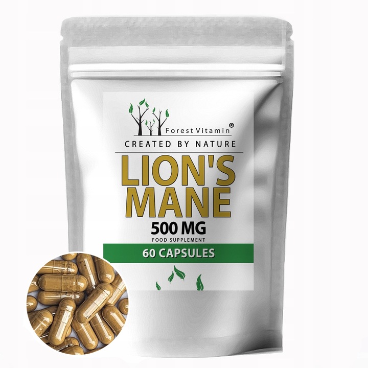 Soplówka Jeżowata 500mg 60kap LION'S MANE PAMIĘĆ MÓZG KONCENTRACJA