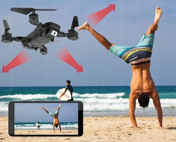 DRON KAMERA WIFI na Żywo ZAWIS POWRÓT ANDROID iOS 30MIN 2x Aku +GOGLE VR A