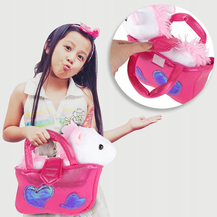 JEDNOROŻEC PLUSZOWY MIEKKI MIĘCIUTKI KONIK PRZYTULANKA PLUSZAK W TOREBCE