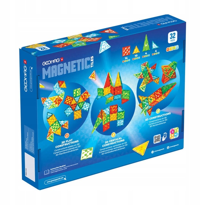 Płytki Klocki Magnetyczne Geomag Gems Rocket 32 Elementów Kolorowe