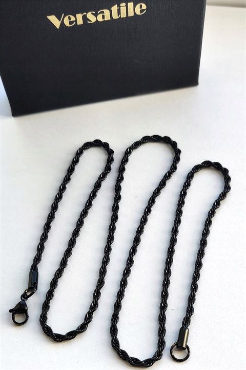 Piękny stalowy łańcuszek męski, 60cm CZARNY, idealny prezent Versatile