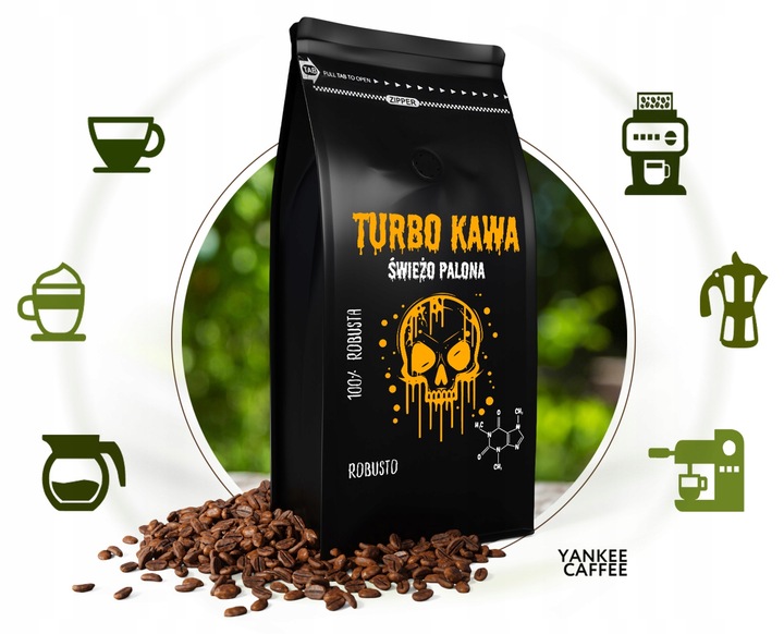 TURBO Kawa ziarnista Do ekspresu 1kg 100% Robusta ROBUSTO