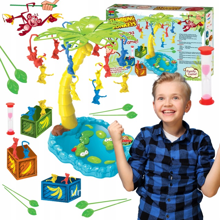 GRA ZRĘCZNOŚCIOWA SPADAJACE MAŁPKI GRA RODZINNA TOWARZYSKA PATYCZKI