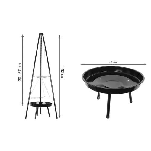 GRILL WISZĄCY OGRODOWY REGUL TRÓJNÓG PALENISKO 3W1