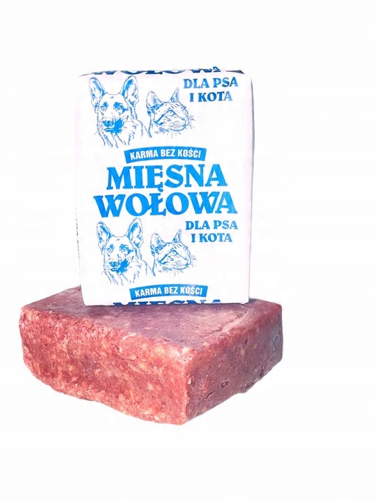 MIĘSO MROŻONE DLA PSA WOŁOWE BEZ KOŚCI 100% 10KG BARF KOSTKI KARMA WOŁOWA