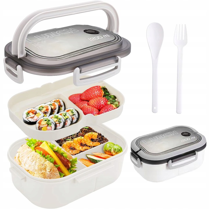 LUNCHBOX LUNCH BOX ŚNIADANIÓWKA POJEMNIK PUDEŁKO BOX Z PRZEGRÓDKAMI 1200ML