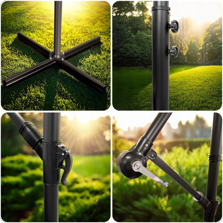 Parasol ogrodowy duży składany z wysięgnikiem pokrowiec 6 segmentów Ø 350cm