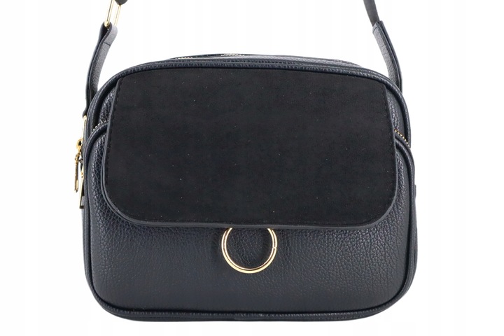 Torebka mała przewieszka miejska klasyczna długi pasek klapeczka CZARNA