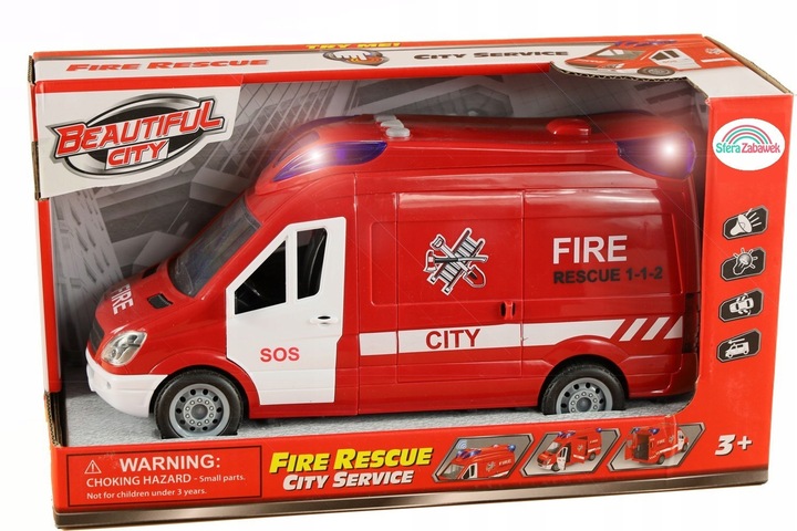 STRAŻ POŻARNA SAMOCHÓD ZABAWKA WÓZ AUTO STRAŻACKI POJAZD NAPĘD GUMOWE KOŁA