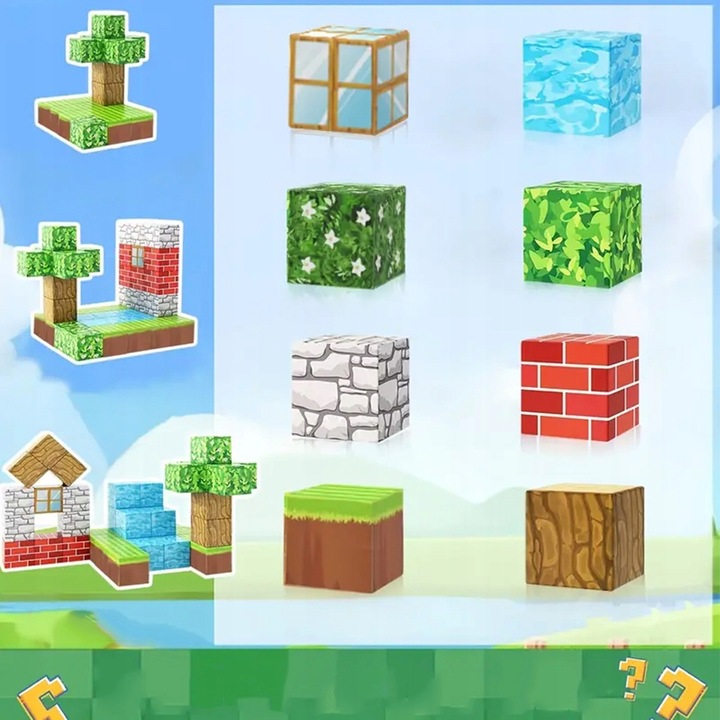 3D MAGNETYCZNY KLOCKI ZABAWKA MINECRAFT LEŚNY MONTESSORI 100 STZ