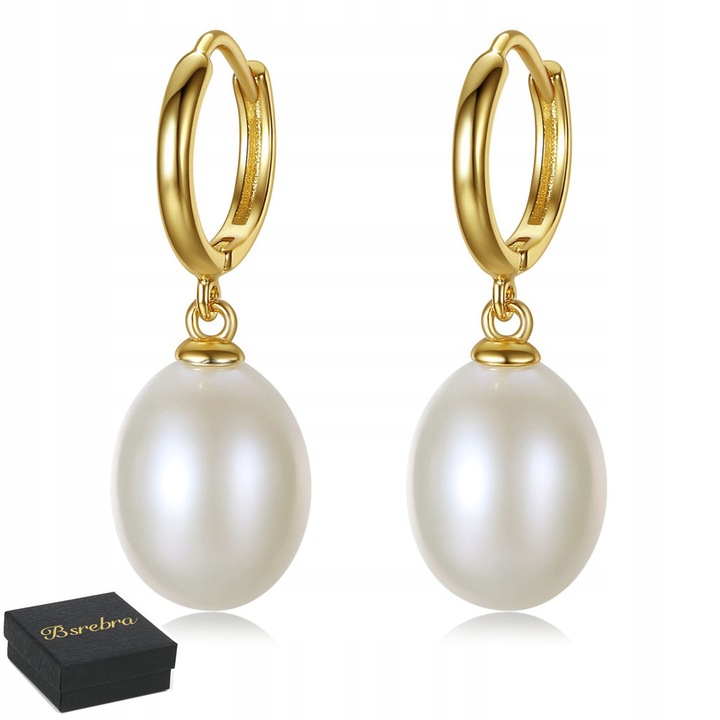 Zlote KOLCZYKI SREBRNE PRÓBA 925 WISZĄCE Perły Słodkowodne SREBRO KÓŁKA