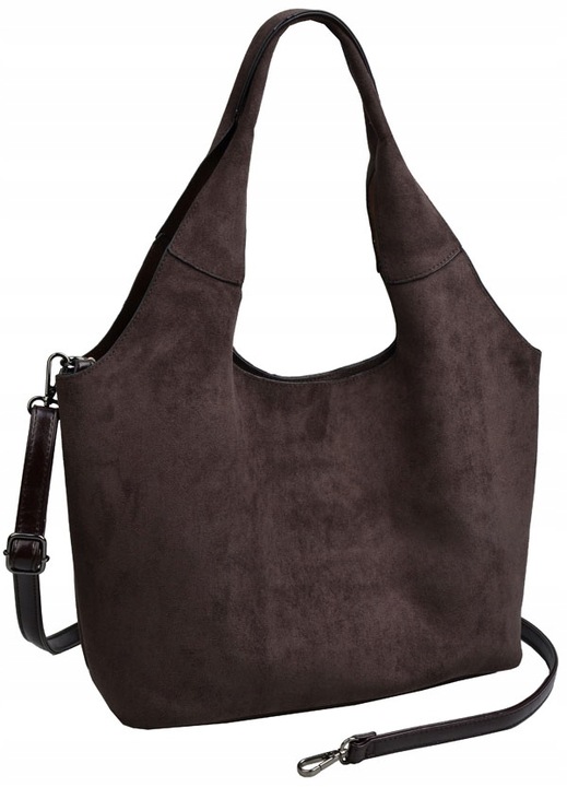 DELAURE TOREBKA damska SHOPPER A4 CASUAL ZAMSZ ciemna czekolada