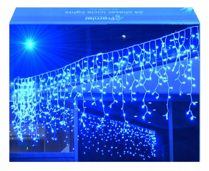 SOPLE 600 LED KURTYNA LAMPKI ZEWNĘTRZNE IP44 FLASH Niebieskie 28M