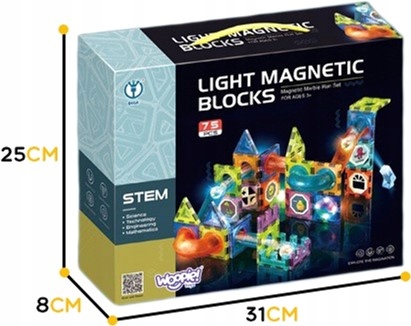Klocki magnetyczne Woopie Light Magnetic Blocks 75 elementów