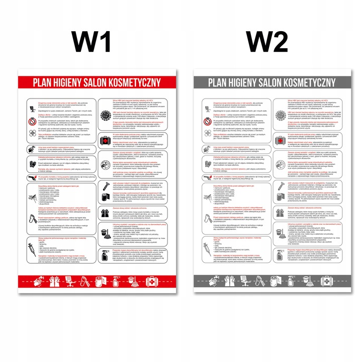 TABLICA INFORMACYJNA PLAN HIGIENY SALONU KOSMETYCZNEGO HIPS A3 Druk UV