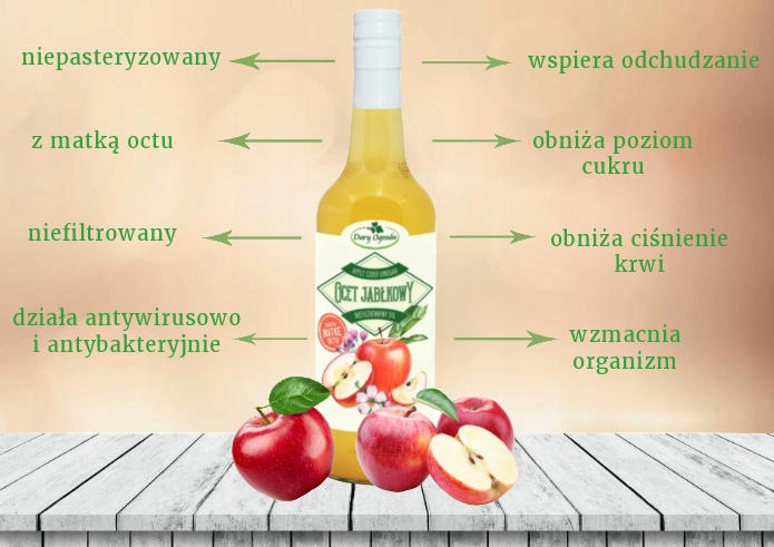 Ocet Jabłkowy Niefiltrowany NIEPASTERYZOWANY z Matką Octu 6x / Dary Ogrodu