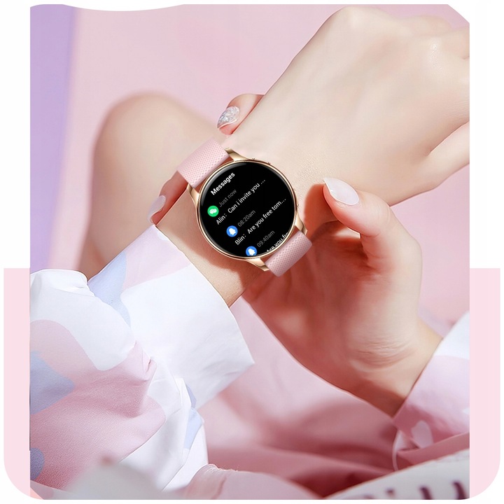SMARTWATCH ZEGAREK DAMSKI POLSKIE MENU WIELOFUNKCYJNY 300mAh AMOLED 2 PASKI
