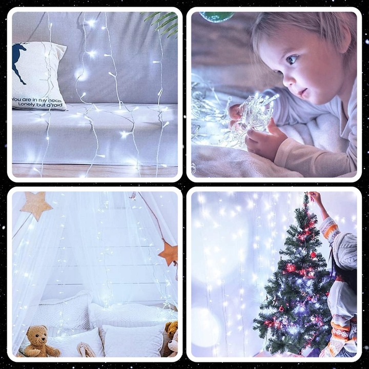 LAMPKI CHOINKOWE ŚWIĄTECZNE 1000LED ZEWNĘTRZNE WEWNĘTRZNE BIAŁE ZIMNE 68M
