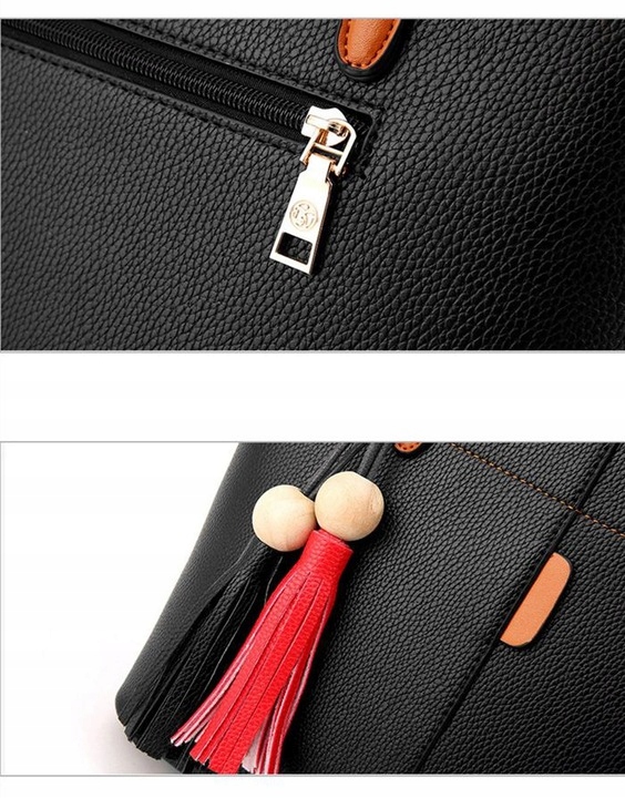 TOREBKA DAMSKA KUFEREK CZARNY z brąz DO RĘKI NA RAMIĘ LISTONOSZKA