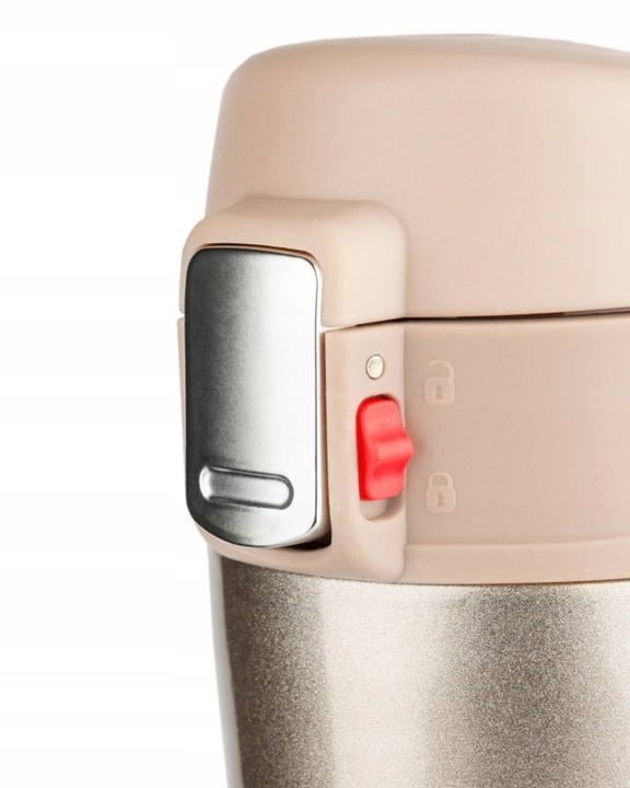 KUBEK LOCK 440 ML ZŁOTY termiczny szczelny z blokadą i izolacją próżniową