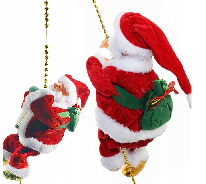 MIKOŁAJ WSPINA SIE NA LINIE 1M WSPINAJĄCY SIĘ NA CHOINKĘ KOMIN OKNO SUPER