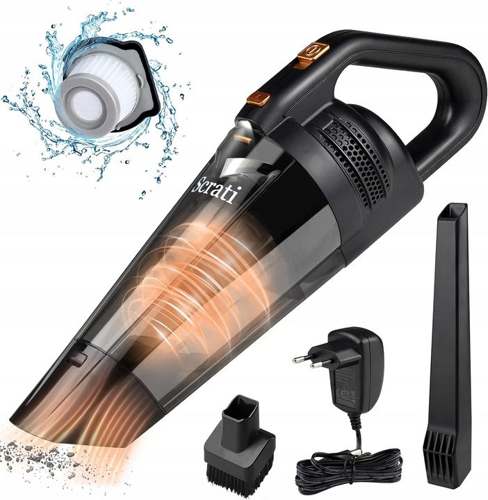 MAŁY ODKURZACZ RĘCZNY AKUMULATOROWY BEZPRZEWODOWY OŚWIETLENIE LED