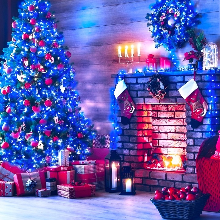 LAMPKI CHOINKOWE 1000 LED STAŁE + FLASH ZEW/WEW KURTYNA NIEBIESKI