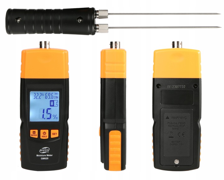Wilgotnościomierz Miernik Wilgotności do Drewna + Sonda 147cm, Dokładny
