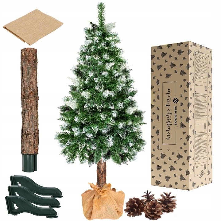 CHOINKA SZTUCZNA 160 CM NA PNIU PIĘKNA SOSNA DIAMENTOWA GĘSTA OŚNIEŻONA