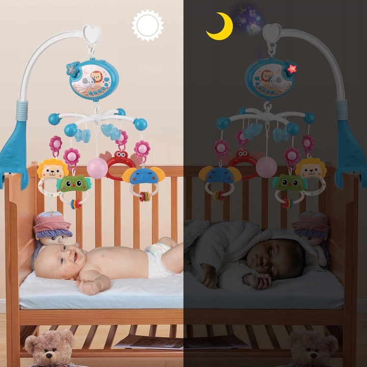 KARUZELA DO ŁÓŻECZKA PROJEKTOR GWIAZD Z PILOTEM DLA DZIECI NIEMOWLĄT TIMER