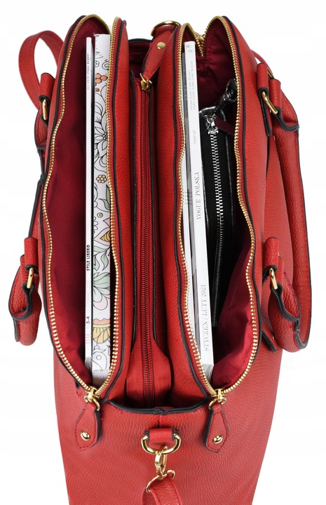 Torebka Damska 3 Komory Listonoszka A4 Czarna torebka skóra ekologiczna