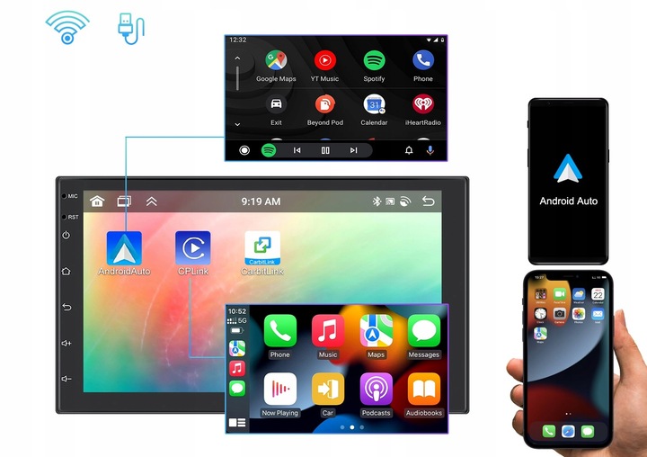 RADIO SAMOCHODOWE 2 DIN ANDROID AUTO CARPLAY 4GB/64GB ANDROID 13 RDS DSP