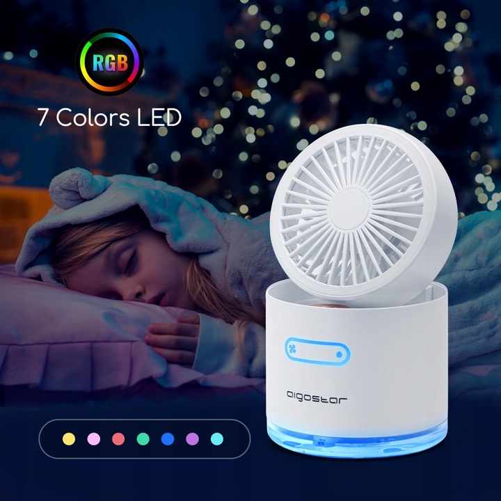 PRZENOŚNY MINI WENTYLATOR Z MGIEŁKĄ 10W 4W1