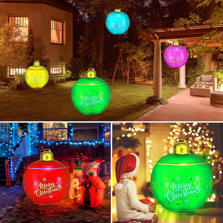 ŚWIECĄCA DMUCHANA BOMBKA do DOMU OGRODU 60cm 16xPROGRAM ŚWIĘTA PREZENT