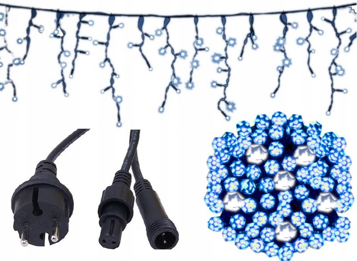 Sople 440 LED Girlanda Niebieska Flash Zewnętrzna IP44 31,7m gruby przewód