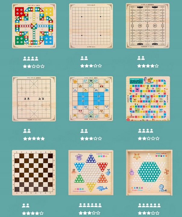 ZESTAW GIER PLANSZOWYCH 10W1 NAJPOPULARNIEJSZYCH CHIŃCZYK SZACHY BACKGAMMON