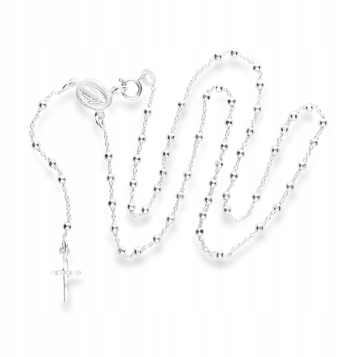 NASZYJNIK SREBRNY RÓŻANIEC KRZYŻYK MEDALIK NA KOMUNIĘ CHRZEST SREBRO 925