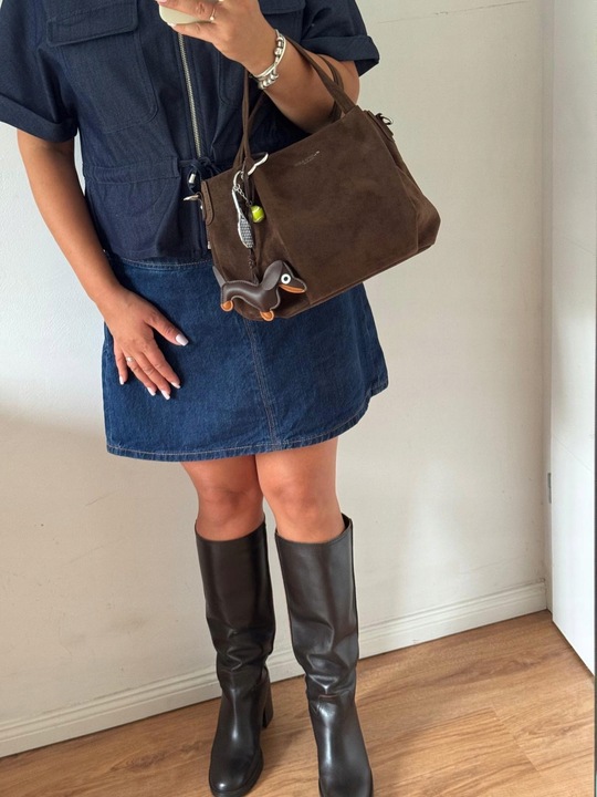 Torba Flora&Co torebka czekoladowa zamsz zamszowa eco brązowa shopper viral