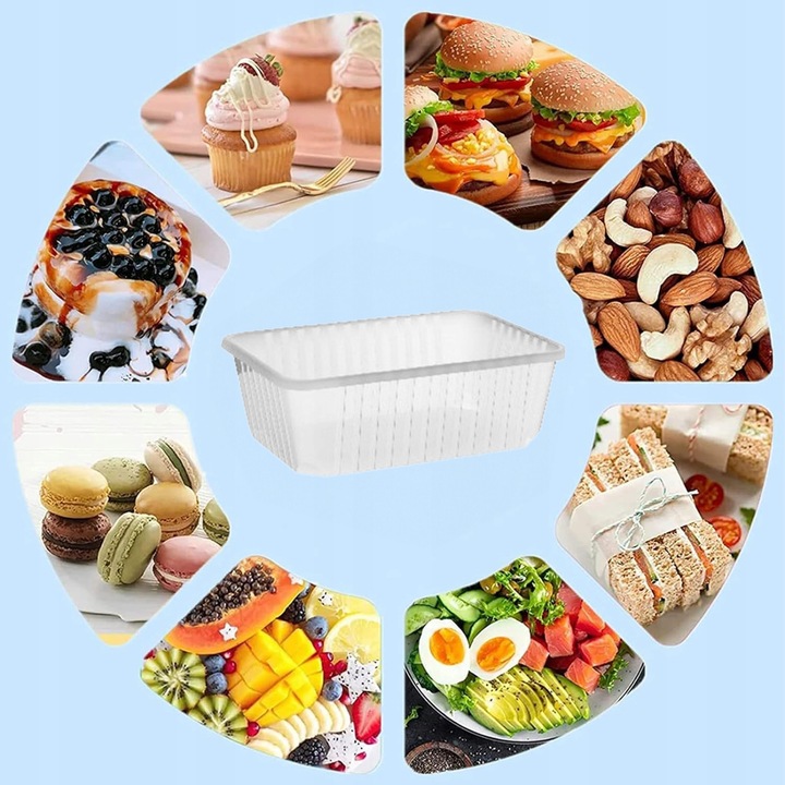 ZESTAW POJEMNIKÓW POJEMNICZKI NA ŻYWNOŚĆ JEDZENIE 1000ml WIELORAZOWE 50szt