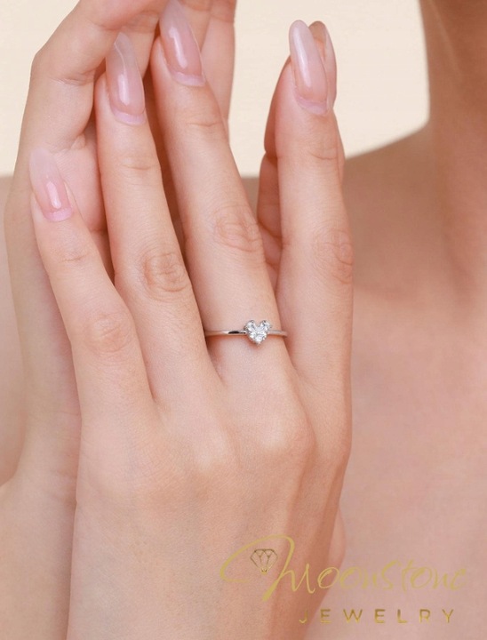 Srebrny pierścionek zaręczynowy z sercem cyrkonie srebro 925 + PUDEŁKO |14